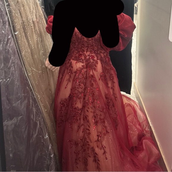 Gorgeous red strapless ballgown dress (Corset back; fits size S-L/4-12) - Picture 3 of 5